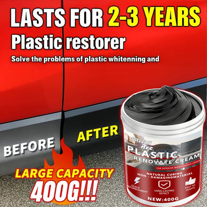 400gCar Plastic Part Restorer, Black Interior Trim Polishing Wax, Aging Prevention Refurbishment Agent, Repair Plastic Scratches
