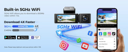 Upgrade AZDOME M550 Pro Dash Cam 4K Front Dashcam Auto 5.8Ghz Wi-Fi GPS G-sensor Car DVR 6 IR Night Vision Parking Monitor