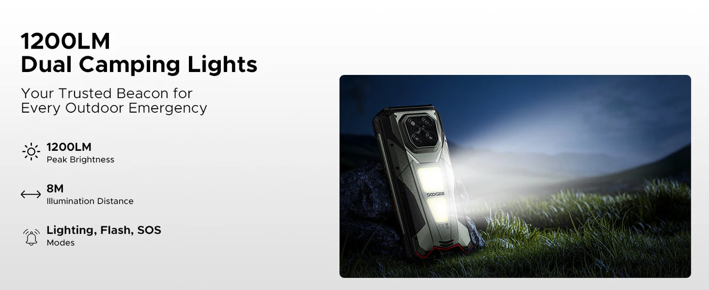 DOOGEE V Max Play 5G Projector Rugged Phone 6.78" Display 20500mAh Battery Dual Camping lights Dimensity 7300 NFC Smartphone