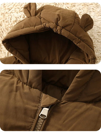 Winter Thick Warm Jackets Autumn Big Kids Padded Down Cotton Clothes Boys Girls Hooded Parka Coats Children Outerwear 2-6 Years
