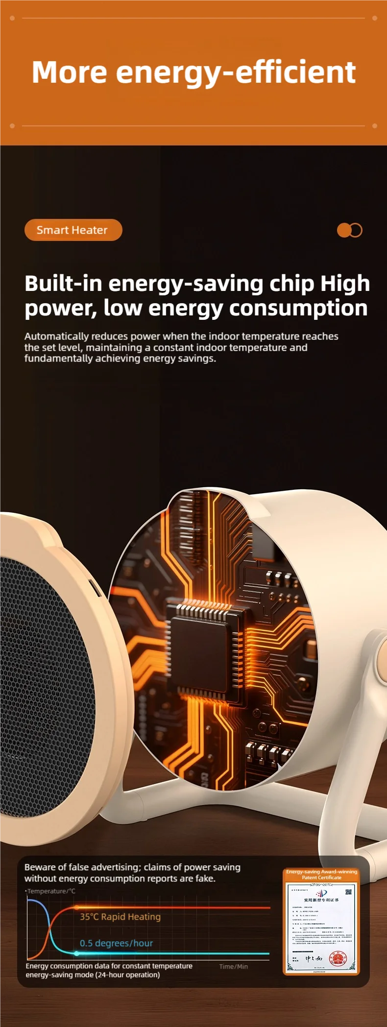 Portable desktop electric heater suitable for home and office use Mini fan heater suitable for desktop use and foot warmer