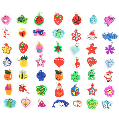 Pendants DIY Colorful Loom Rubber Band Bracelet Jewelry Making Beads Toy Colorful Animal Flower Beads Random Style Elastic Bands