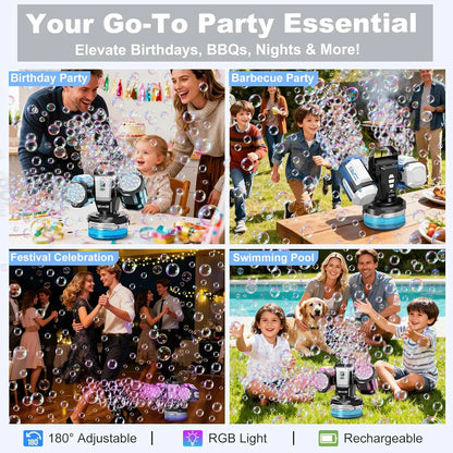 2026 Bubble Machine: Remote Control, Rgb Lights, 1800Mah Rechargeable Type-C |   No Bubble Solution