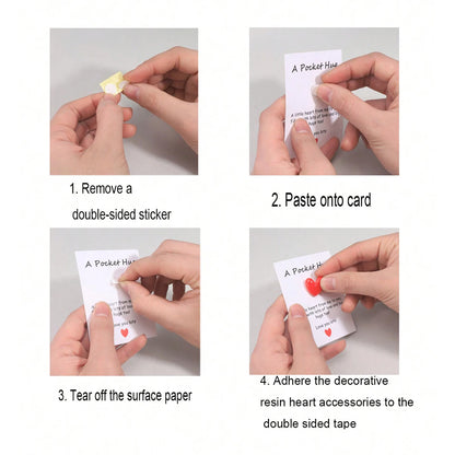 4 Pack Small Cute Pocket Hug Cards, Heart Shape Encouragement Greeting Cards, Mini Love Cards for Birthday Valentine