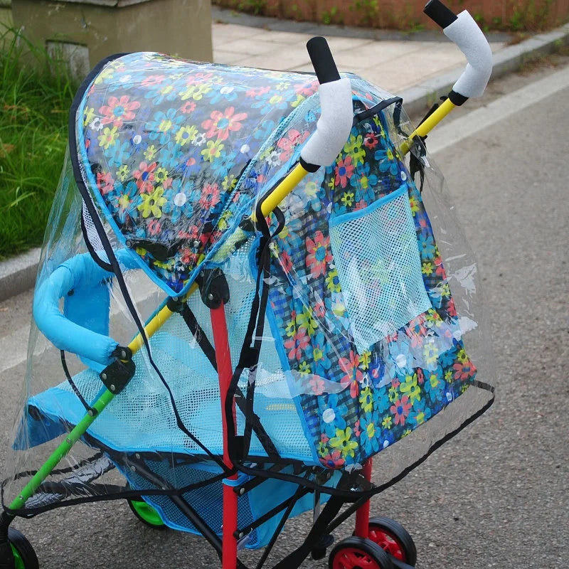 Transparent Baby Trolley Rain Cover Universal Waterproof Breathable Stroller Raincoat Zipper Opens Umbrella for Cart Accessories