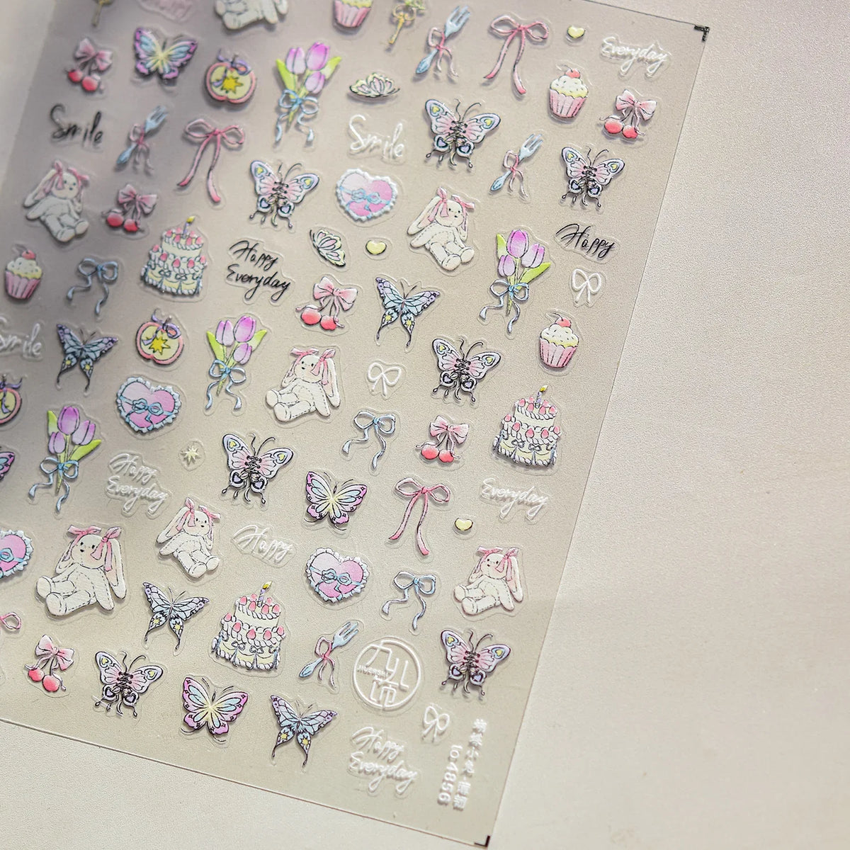Lovely Animal Graffiti Cat Claw Rabbit Bunny Bear Dog Flower Fruit Dim Sum Candy Sunflower Adhesive 5D Nail Art Stickers Decal