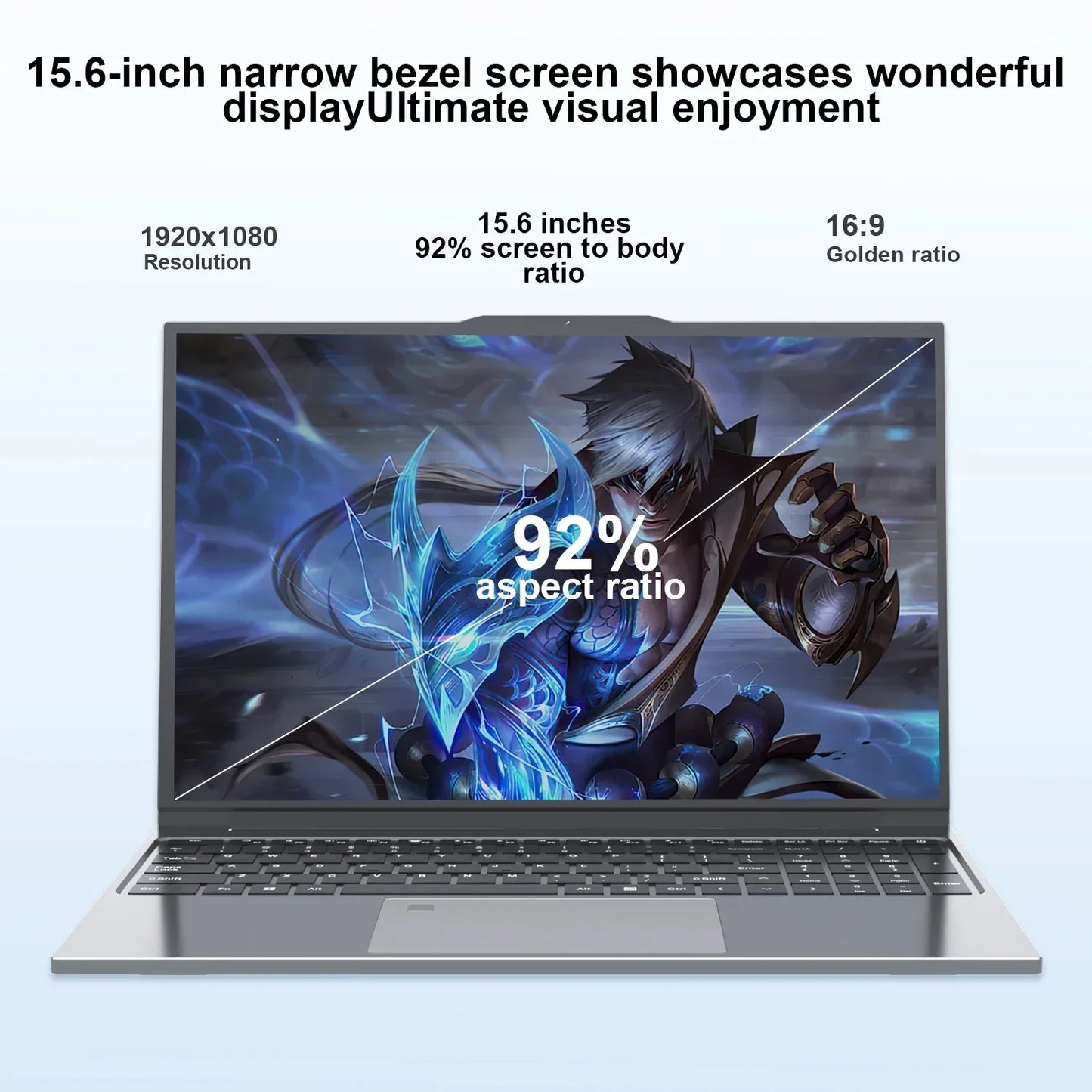 15.6" Laptop Computer Windows 11 Core i9-10980HK PC Gamer 16GB RAM Fingerprint Unlock Notebook Laptops Backlight Study Computer