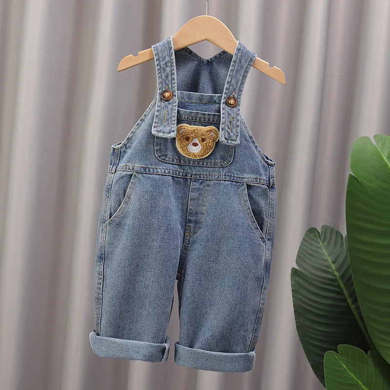 Soft Cotton Baby Boys Overalls Spring Autumn Kids Cartoon Long Pants Casual Girls Jumpsuits Children Clothes Suspender Trousers