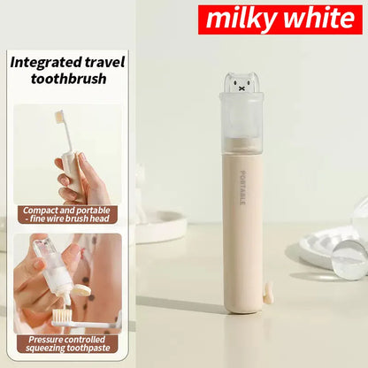 Foldable 2-in-1 Toothbrush Set with Toothpaste Storage - Compact Essential for Business Travel