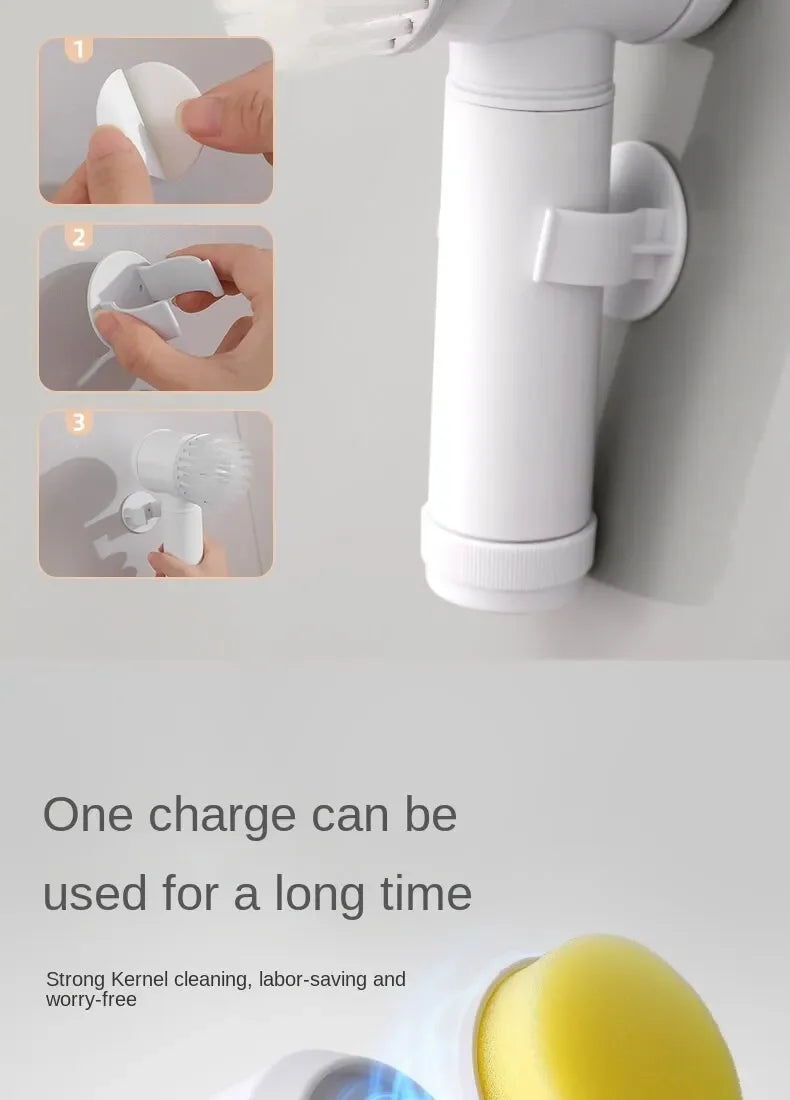 Wireless Electric Spin Scrubber Power Cleaning Brush For Kitchen Bathroom Car Tiles Multi Function Portable Scrub Tool