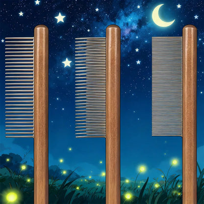1Pc Cat and Dog Pet Grooming Comb - Stainless Steel Teeth, Wooden Handle, Suitable for Long and Short Hair, Durable Pet Grooming Tool, Removes Lice