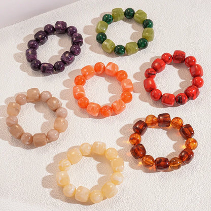 Acrylic Irregular Square Round Beaded Bracelet Bangle for Women Imitation Stone Chain Bracelet Hand Accessories Couple Gifts K