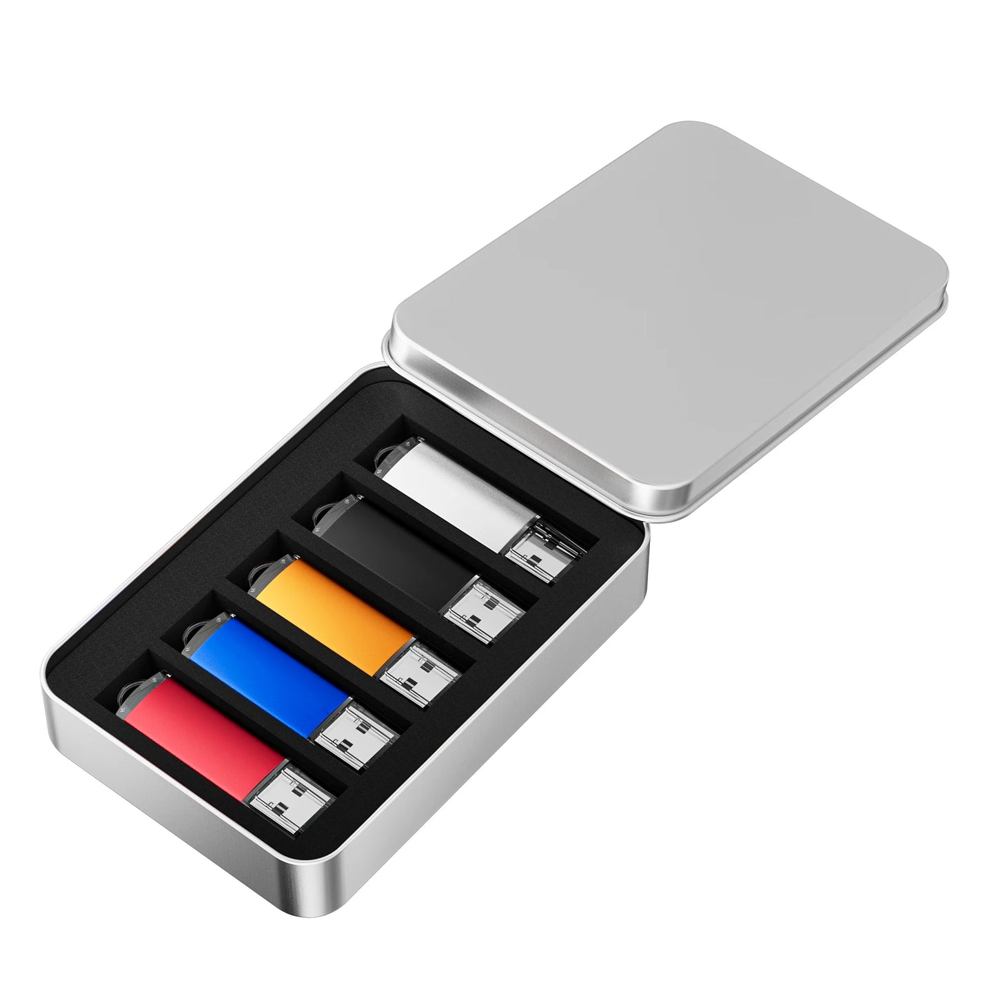 5PCS 10PCS USB Flash Drive 128GB Free Custom Logo Pen Drive 64GB Wholesale Pendrive 32GB Metal Box Memory Stick Storage Device