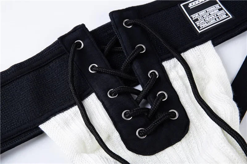 Open Front Men Jockstrap Briefs Athletic Supporter,3" Waistband Detachable Pouch Breathable Workout Sport Underwear Gay Thongs