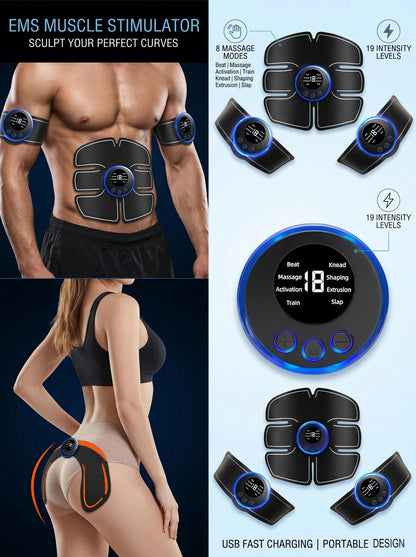 USB Charging EMS Abdominal Muscle Stimulator for Men Fitness ABS Arm Training Patches Home Muscle Exercise Equipment