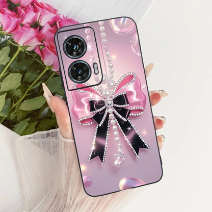 Case For Motorola Edge 50 Fusion Cover XT2429-1 Popular Flower Soft Black Silicone Phone Cases For Motorola G96 5G MotoG96 Funda