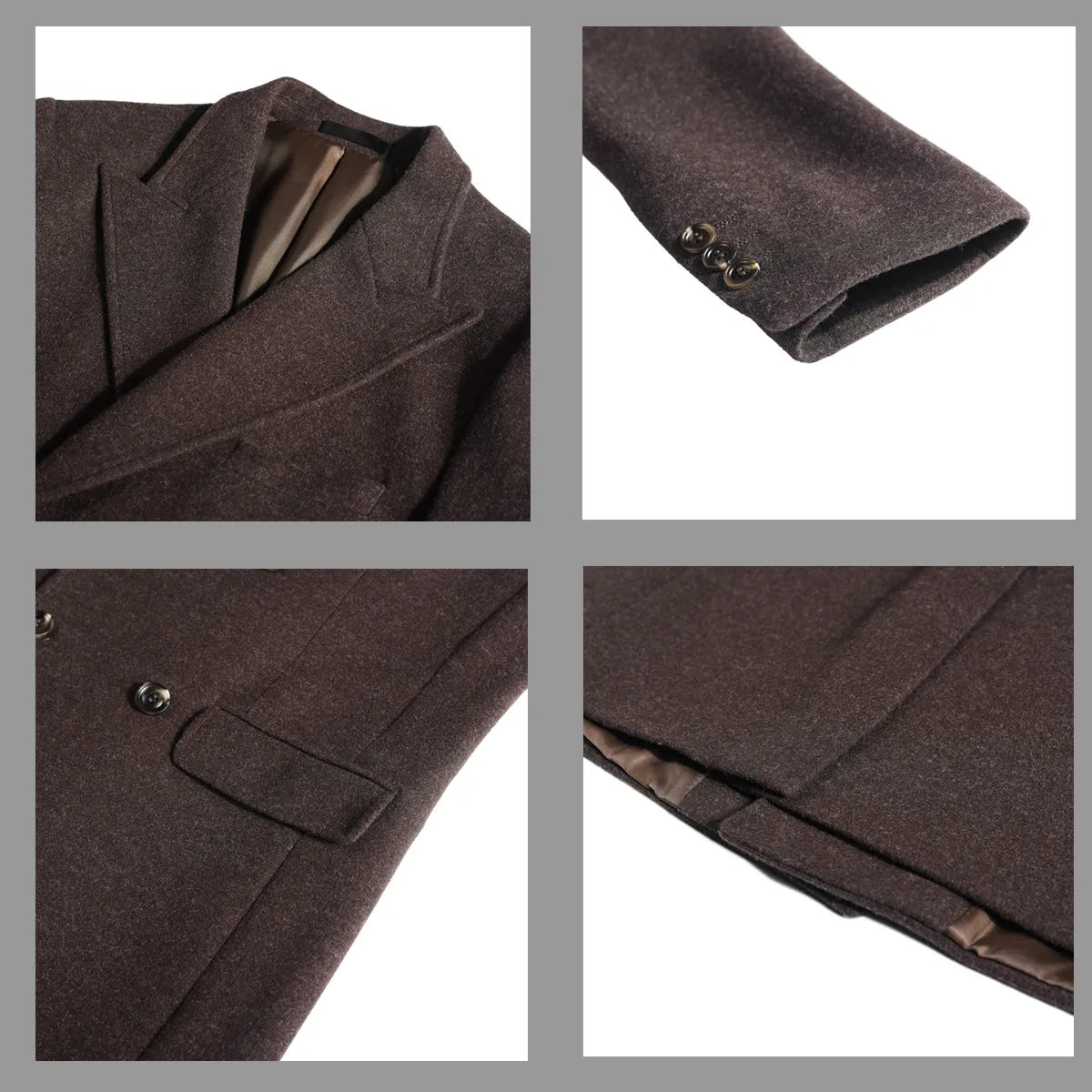 Autumn Winter Vintage Men's Woolen Long Coat Fashion Lapel High Quality Double Breasted Formal Men Slim Fit WindBreaker Overcoat
