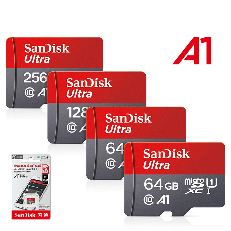 Original Sandisk Memory Card 256GB 128GB 64GB 32GB TF Micro SD Card Class 10 UHS-1 Flash Card Memory MicroSD for Smartphone PC