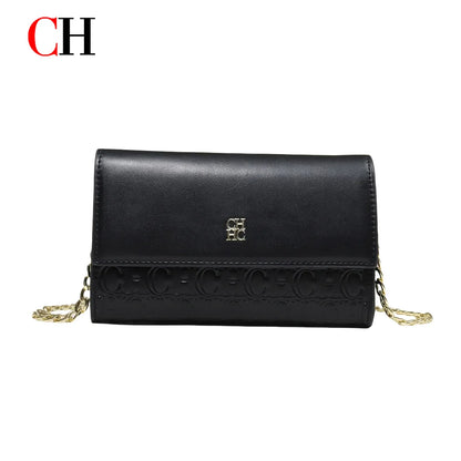 CH Women Crossbody Bag Splicing Letter Print Metal Chain Shoulder Purse PU Leather Flap Small Ladies Evening Clutch Handbag Gift