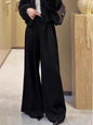 New European Retro High-end Pleated High-waisted and Thin, Super Good-looking White Drape Floor Pants for Women