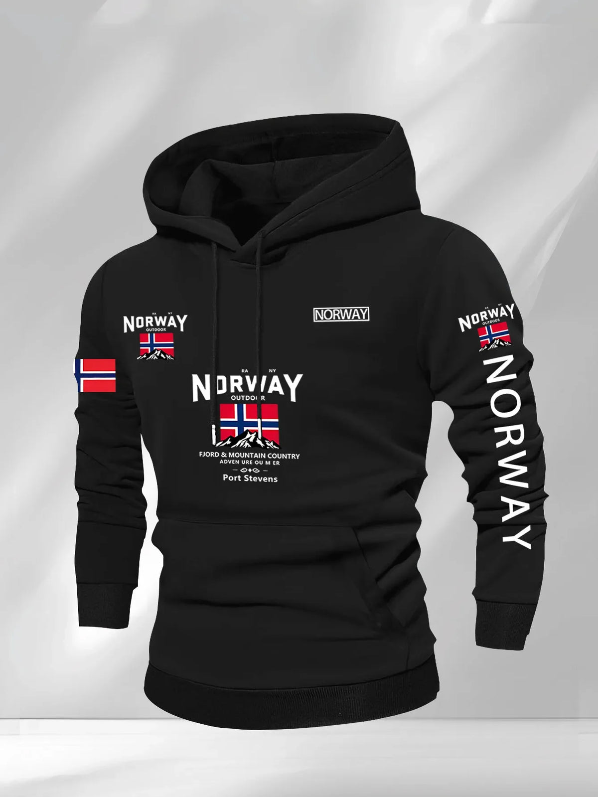 Norwegian Print Fashion Men Women Hooded Sweatshirt Autumn Winter Daily Outdoor Vacation Fitness Casual Loose Warm Sportswear