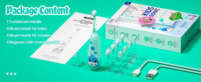 Seago Kids Electric Toothbrush Child Dolphin Colorful Observing LED 2 Mins Smart Timer IPX7 Waterproof Teeth Cleaning