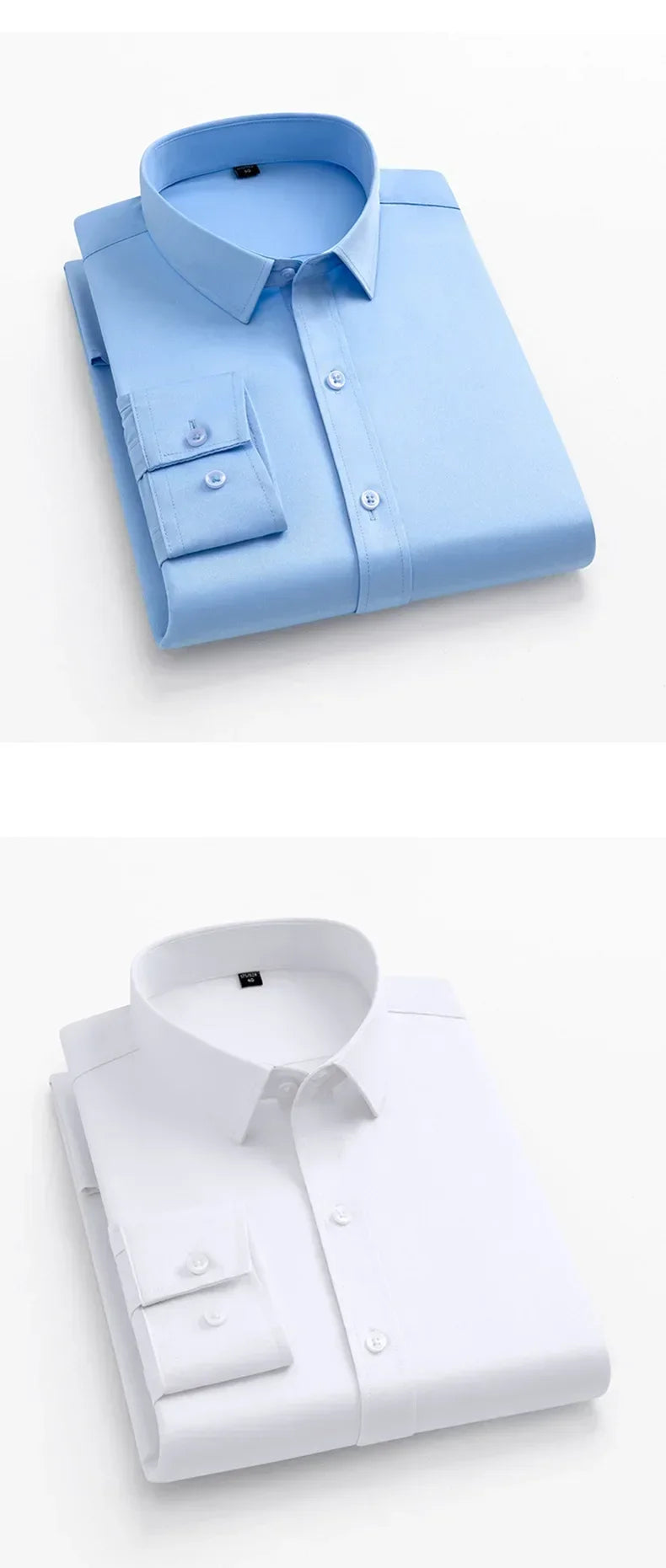 55-105KG Men's long sleeved elastic shirt, non ironing business dress, professional work attire, stand up collar shirt