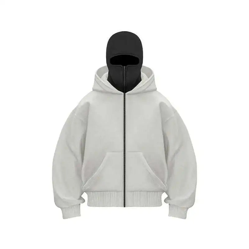Unisex Plain Hooded Zip Up Sweatshirt Autumn Winter Ins Style Couple Matching Pullover Jacket