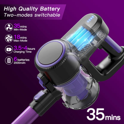 Cordless Vacuum Cleaner, 32KPA Househeld Stick Vacuum Cleaner With LED Lights, Foldable Tube, Washable Hepa Filtration, Self-standing, 4000mAh Battery, Multifunction Accessories, Lightweight Vacuum For Hardwood Floor Carpet P
