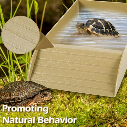 Dish Plastic Turtle Food and Water Bowl Tortoise Accessories for Basking Feeding Bathing