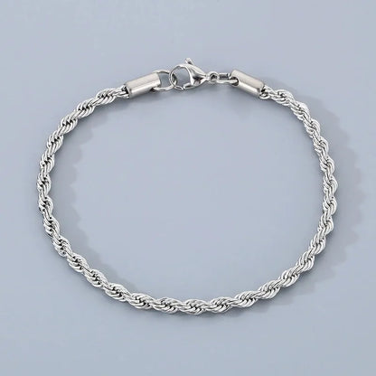 18K Gold 925 Sterling Silver 4MM Chain Bracelets For Men Women Unisex Simple Charm Bracelet Wedding Party Gift 20cm 8in