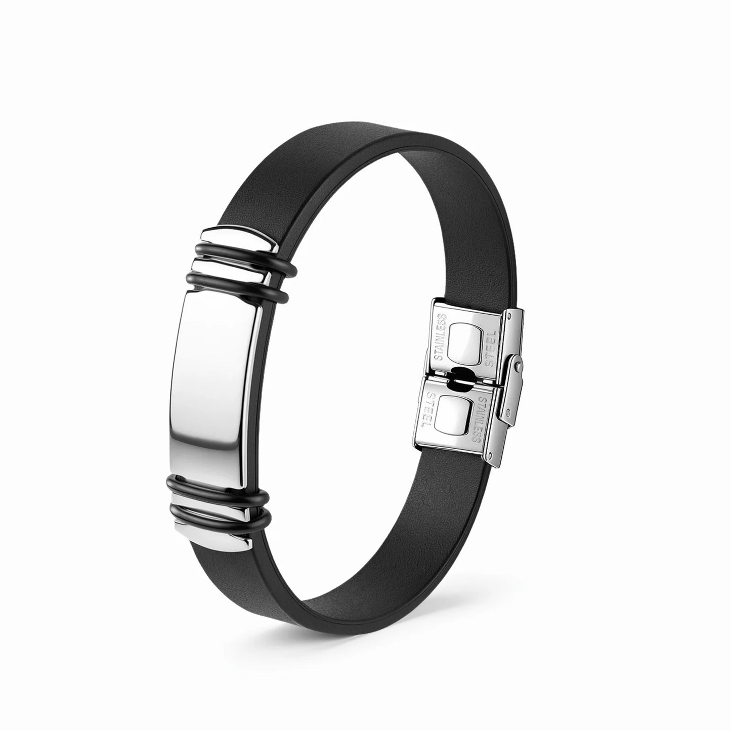 Bracelet Homme Twist Braid Leather Rope Bracelets For Men Stainless Steel Hiphop Rock Fashion Jewelry Accessories Wholesale