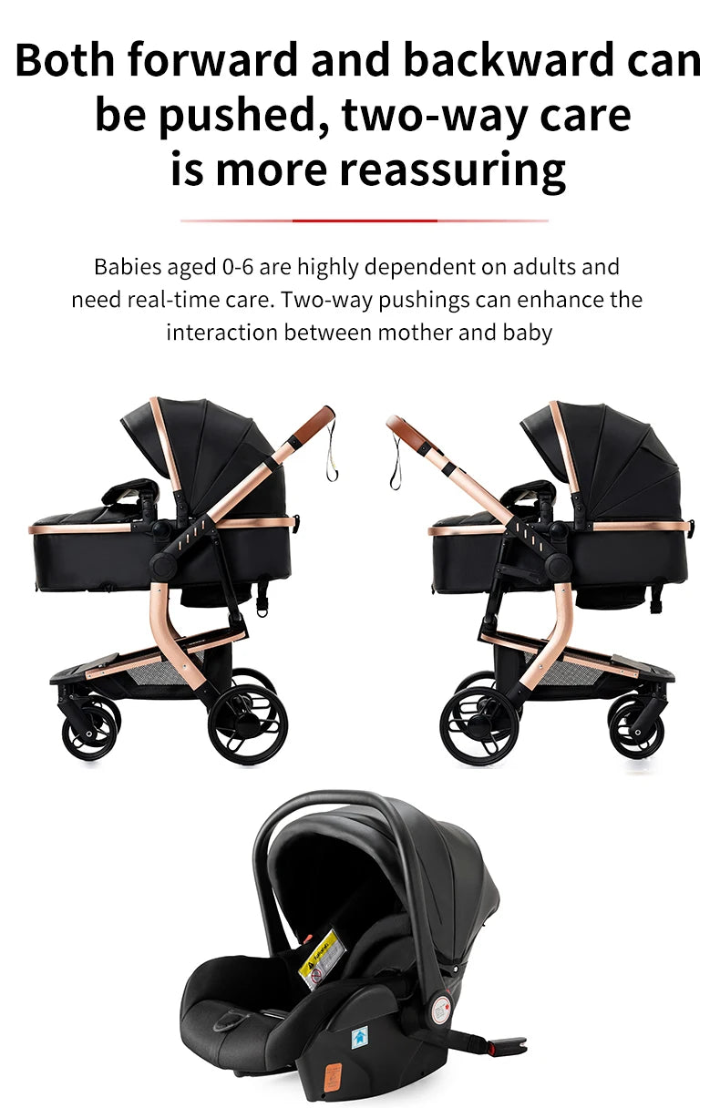 Baby pram Lightweight stroller Baby carriage PU 3in1 stroller Baby stroller 3-in-1 Baby carriage strollers for baby light carts