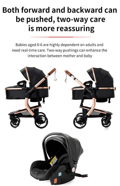 Baby pram Lightweight stroller Baby carriage PU 3in1 stroller Baby stroller 3-in-1 Baby carriage strollers for baby light carts
