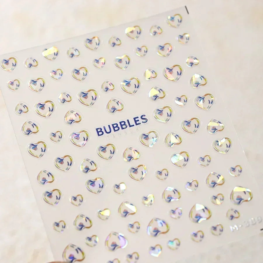 Colorful Bagful Jellyfish Bubbles Swimming Rings Rainbow Stars Ocean Starfish Self Adhesive 5D Nail Art Sticker Manicure Decal