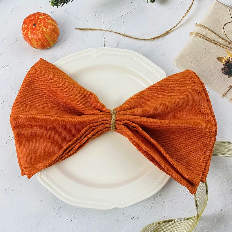 6pcs Cloth Napkins 30X45CM Orange Cotton Polyester Blend Kitchen Washable Dinner Reusable Napkins Wedding Party Table Decoration