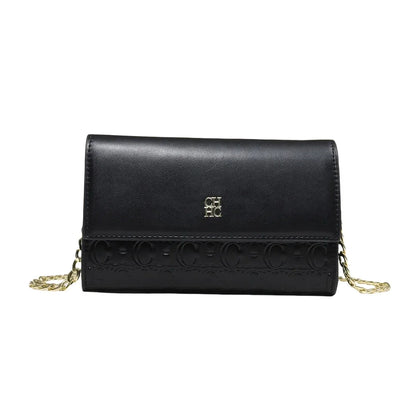 CH Women Crossbody Bag Splicing Letter Print Metal Chain Shoulder Purse PU Leather Flap Small Ladies Evening Clutch Handbag Gift