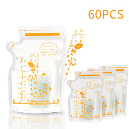 30/60 Pack 250ml BPA Free Milk Storage Bags Safe Breast Milk and Baby Food Freezer Bags for Easy Feeding