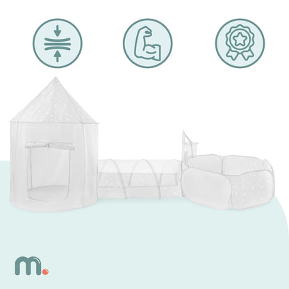 Mamabrum 3in 1 Tent with Tunnel and Pool for Big Kids Play Square 3 + Educational Set for Room and Garden Folding