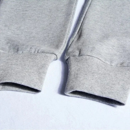 Men's Boston print hooded sweatshirt and sweatpants soft and comfortable thin velvet warm sweatpants set autumn and winter