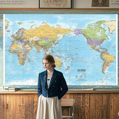 World Map 2012 Fabric Large Poster Print Wall Hanging Art  Background Chart Decor Travel Supplies in English Multi Size