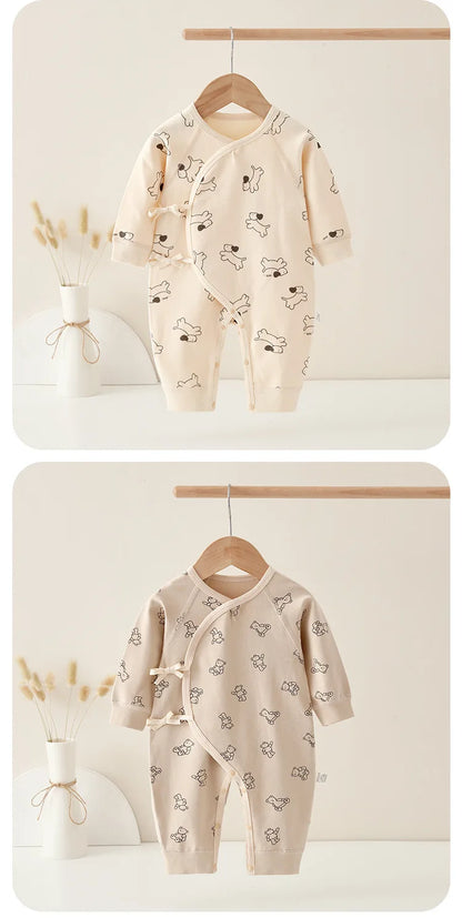 AYNIGIELL Spring Autumn 0-6 Months Baby Jumpsuit Cartoon Pattern Male and Female Infants 100%Cotton Rompers Infant Clothing