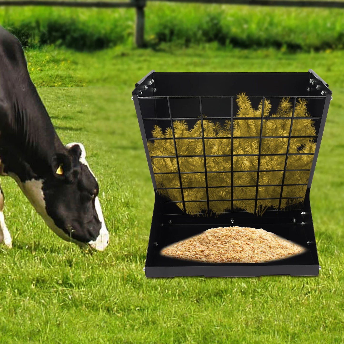 Heavy Duty Metal Country Manufacturing Wall Mount Combo Horse Feeder Goat Sheep Hay Rack Livestock Feeder Distance Adjustable