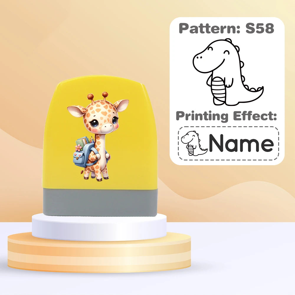 Cartoon Giraffe Customized Name Stamps for Kids,Personalized Waterproof Stamp for Clothing Name Seal for Student&Child