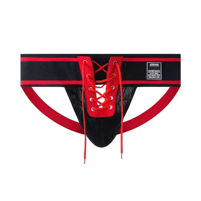 Open Front Men Jockstrap Briefs Athletic Supporter,3" Waistband Detachable Pouch Breathable Workout Sport Underwear Gay Thongs