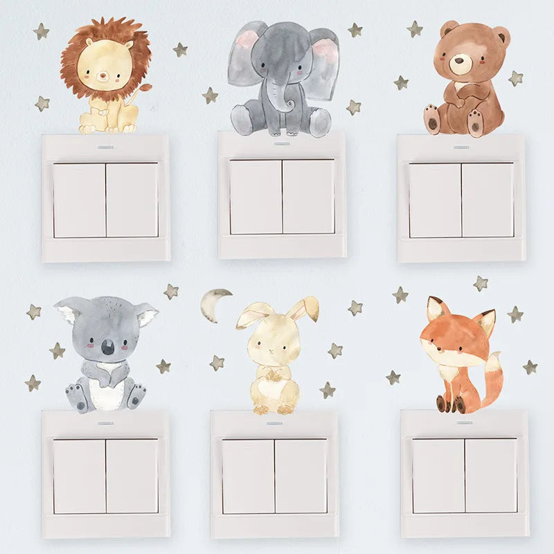 Cute Forest Animals Wall Stickers for Kids Rooms Children Boys Girls Baby Room Decoration Nursery Wallpaper Vinyl Elephant Lion
