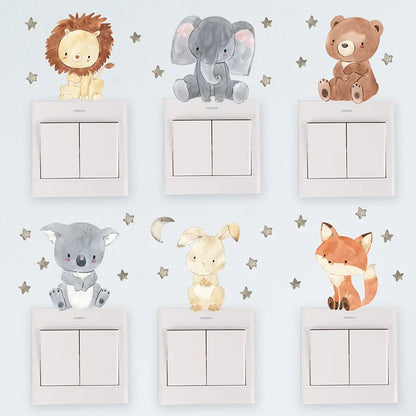 Cute Forest Animals Wall Stickers for Kids Rooms Children Boys Girls Baby Room Decoration Nursery Wallpaper Vinyl Elephant Lion