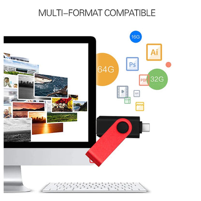 Rotable Usb Flash Drive 128GB 32GB 16GB Pen Drive 256GB Pendrive 64GB 4G OTG 2 IN 1 Memoria Usb Stick Type C Usb 2.0
