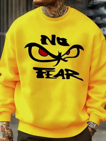 No Fear Determined Gaze Prints Mens Pullovers Soft Casual Sweatshirts Autumn Oversize Streetwear Crewneck Fleece Clothing Unisex