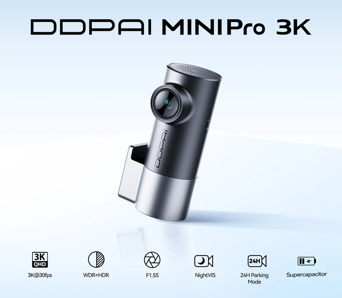 DDPAI MINI Pro Dash Cam 3K HDR 1620P Car DVR with WiFi Night Vision WDR Voice Control 24H Parking Monitor 143° FOV